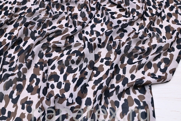 ТКАНЬ ПЛАТЕЛЬНАЯ ШИФОН 1584/101180 Леопард коричневый беж